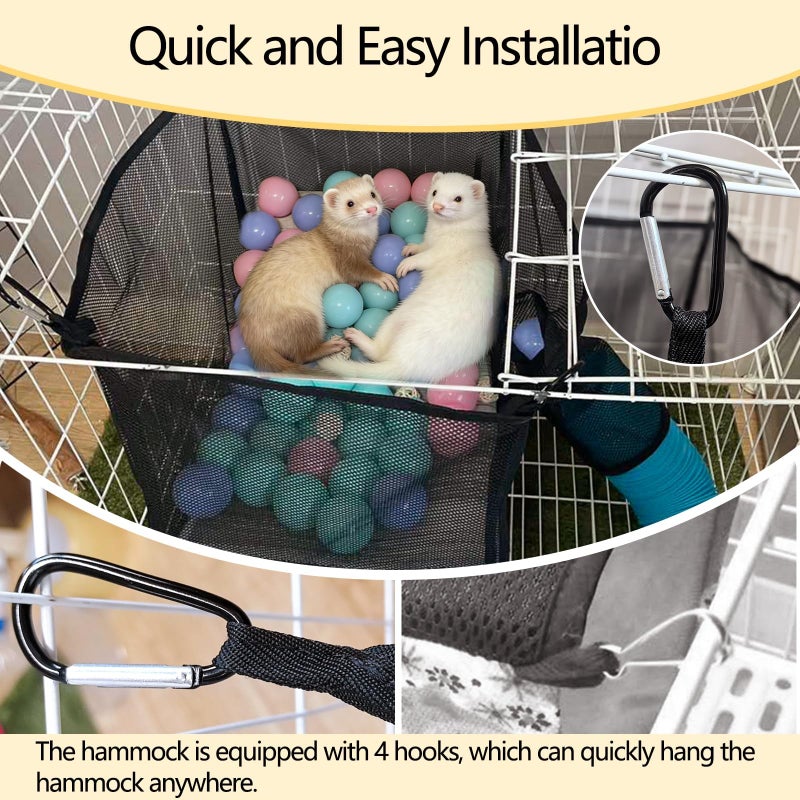 kathson Ferret Hammock for Cage Accessories, Ferret Hanging Bed, Guinea Pig Hideout Tunnel Hammock Bed for Small Animals Hamster Rat Chinchilla - Image 5