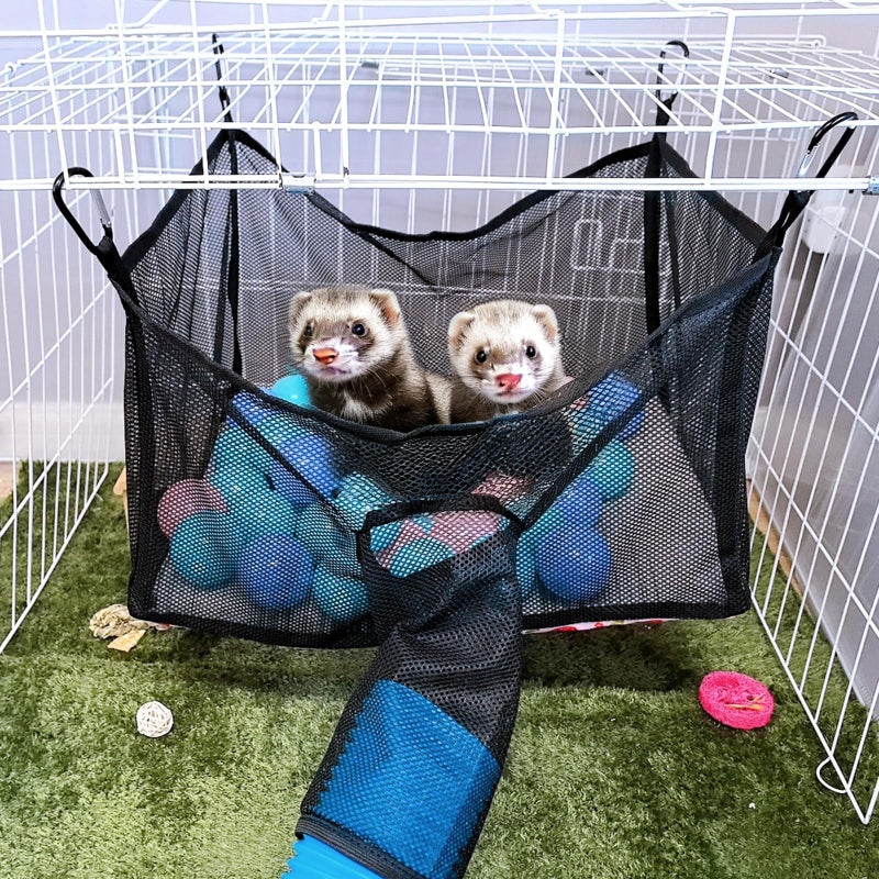 kathson Ferret Hammock for Cage Accessories, Ferret Hanging Bed, Guinea Pig Hideout Tunnel Hammock Bed for Small Animals Hamster Rat Chinchilla - Image 2