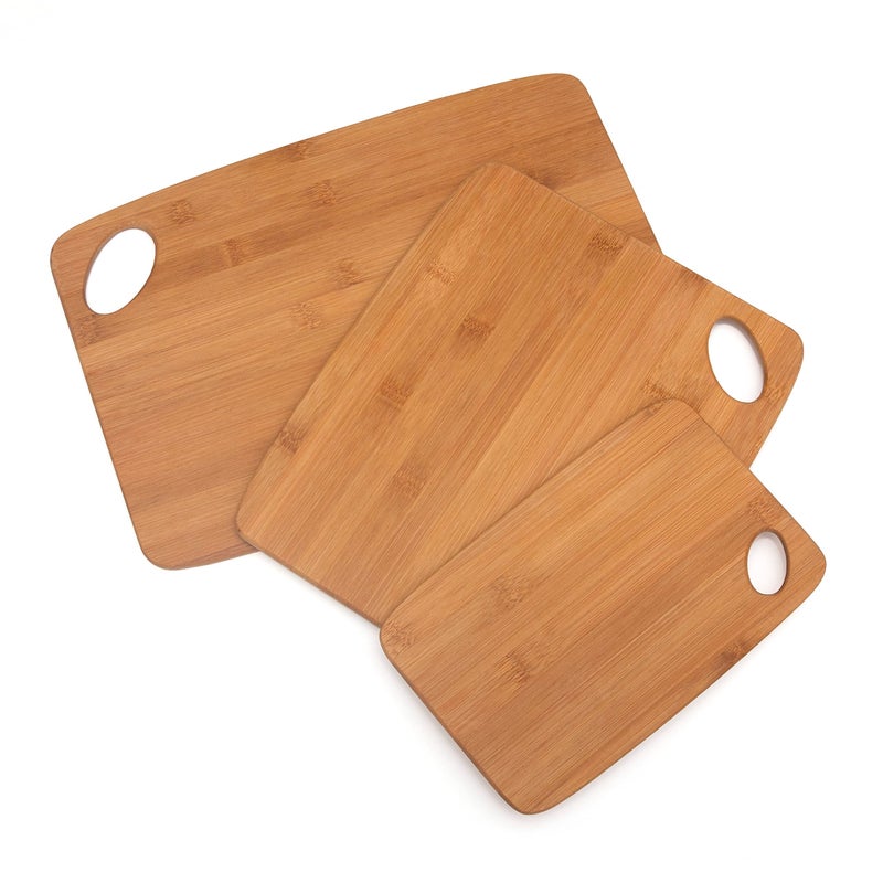 Lipper International Bamboo Wood Thin Cutting Board with Oval Hole in Corner, Assorted Sizes, Set of 3 - Image 1