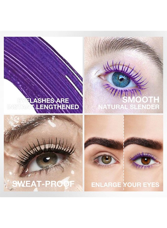 Fit Colors ماسكارا ملونة مزدوجة الرأس - ماسكارا من ألياف الحرير مع فرشاة مشط رمش قابلة للطي ، وصلات رموش ماسكارا سائلة ملونة ، مقاومة للماء ، مقاومة للعرق ، غير متفتحة ، طويلة ومتعددة الألوان قاعدة # 02 أرجواني  - Image 4