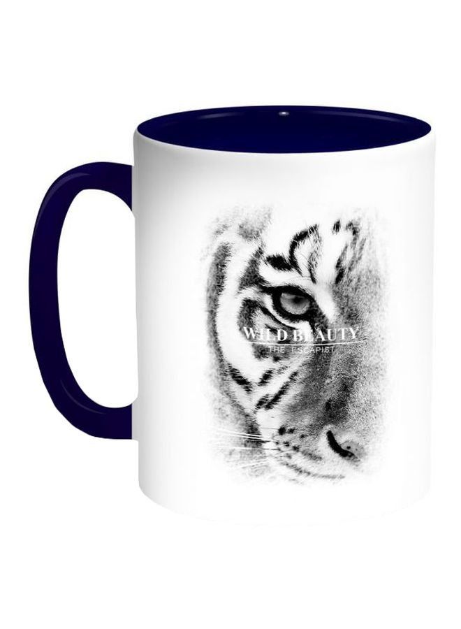 RKN Face Of A Tiger Printed Coffee Mug Blue/White/Black - Image 1