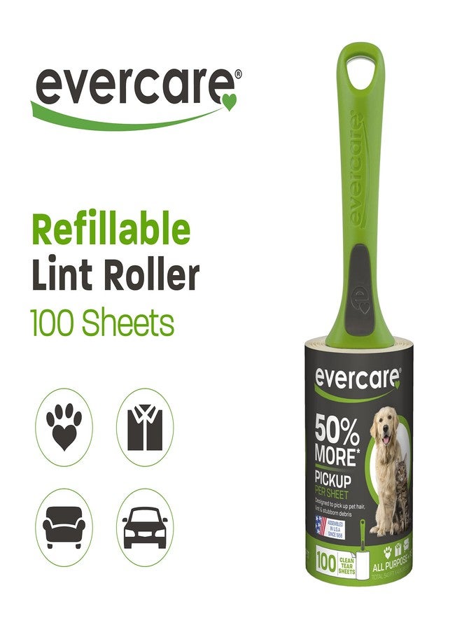 Evercare All Purpose Pet Hair Lint Roller, 100 Sheets - Reusable Sticky Roller for Pet Hair, Cat & Dog Hair Remover, Lint Remover, Pet Hair Remover for Furniture, Clothing & Cars - Image 3