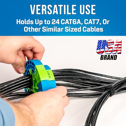 Jonard Tools CCB-34 Cable Comb Organizing Tool, Wire Comb, Dresser, Bundler, Ethernet Network Cable, Data Cat6A, Cat7 Blue/Green - Image 2