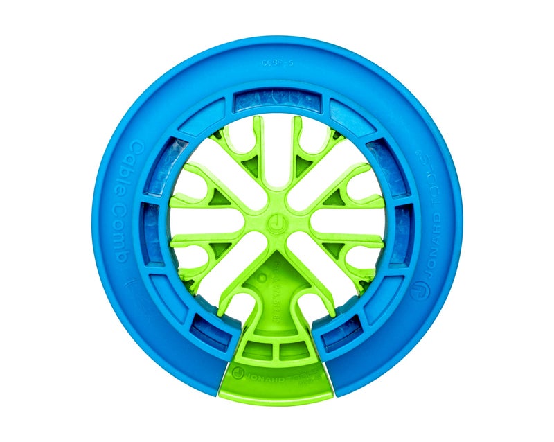 Jonard Tools CCB-34 Cable Comb Organizing Tool, Wire Comb, Dresser, Bundler, Ethernet Network Cable, Data Cat6A, Cat7 Blue/Green - Image 1