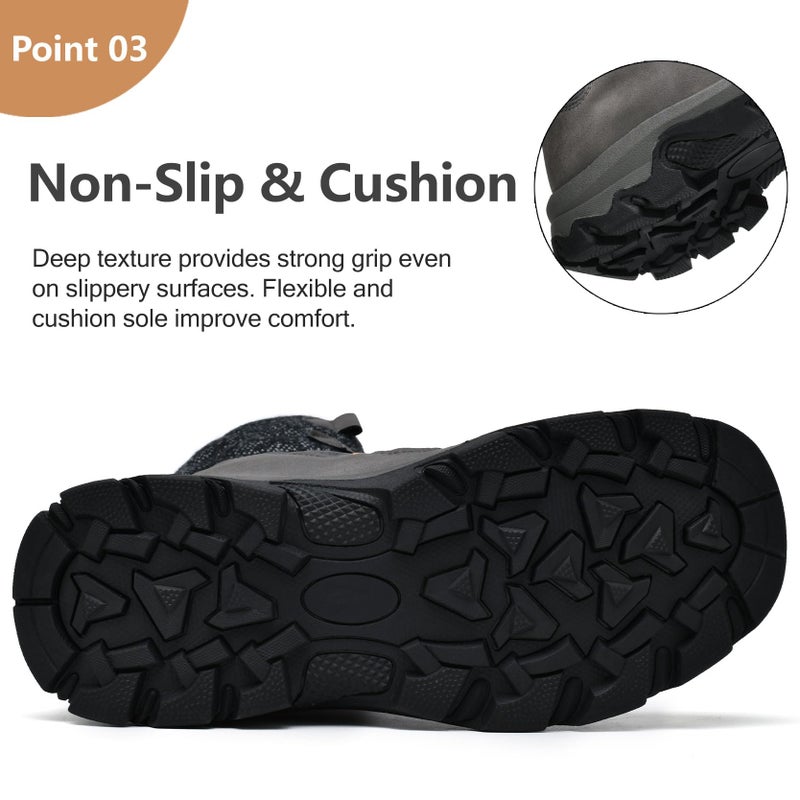 TRAILBLITZ Men's Winter Snow Boots Water Resistant Non Slip Warm Outdoor Lightweight Comfortable Durable 7.1 IN Height Hiking Shoes (11 Men, Gray) - Image 4