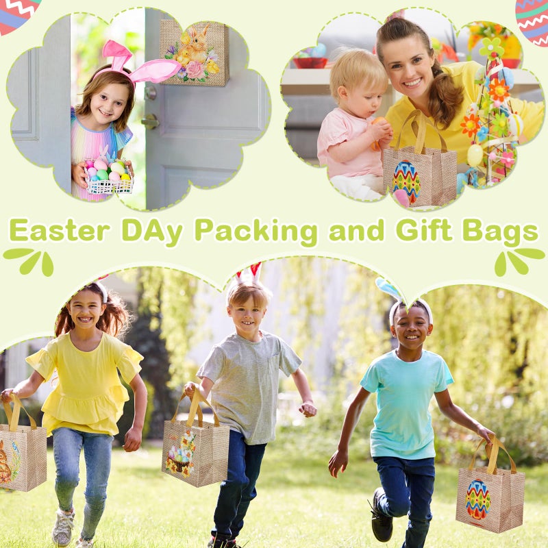 Sanwuta 24 Pcs Easter Gift Bags with Handles, Bulk Reusable Non-Woven Bunny Treat Bags, Easter Basket Party Favor Totes for Egg Hunt, Candy Gifts - Image 5