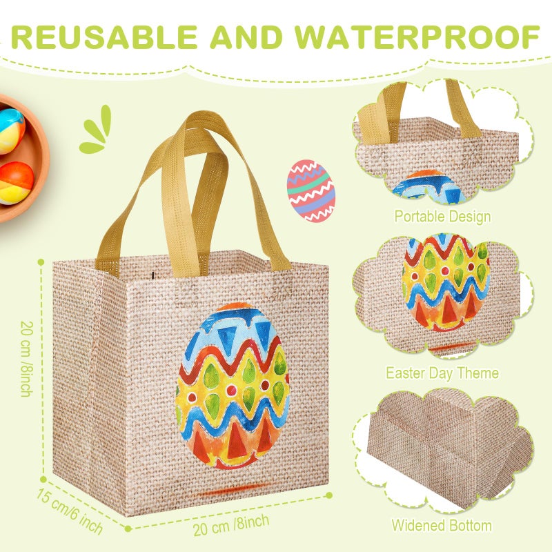 Sanwuta 24 Pcs Easter Gift Bags with Handles, Bulk Reusable Non-Woven Bunny Treat Bags, Easter Basket Party Favor Totes for Egg Hunt, Candy Gifts - Image 3