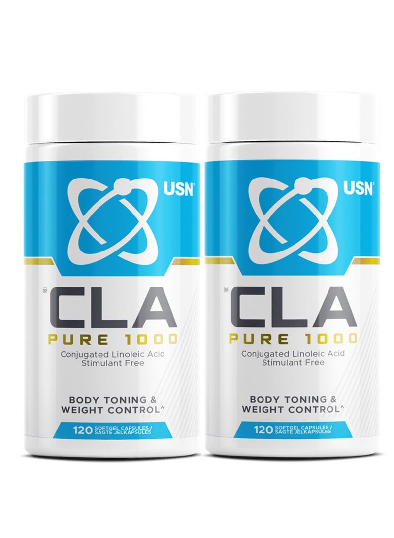 USN CLA Pure 1000 Body Toning And Weight Control 120 Softgel Pack of Two - Image 1