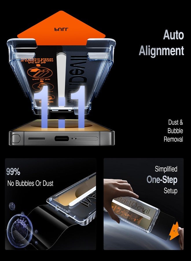 SMARTDEVIL [3 Pack for Samsung Galaxy S25 Plus Screen Protector, Finger Print Reader Compatible, Fast & Easy Installation, Clear 9H Tempered Glass Film, Alignment Frame [Dust-Free & Bubble-Free] - Image 4