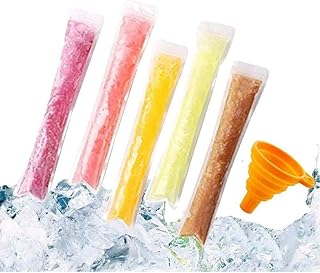 FEBSNOW FEBSNOW 200 PCS Pop Bags Pop Mold Bags Popsicle Pouches Popsicle Molds Bags BPA Free Ice Pop Pouch with A Funnel for  - Image 1