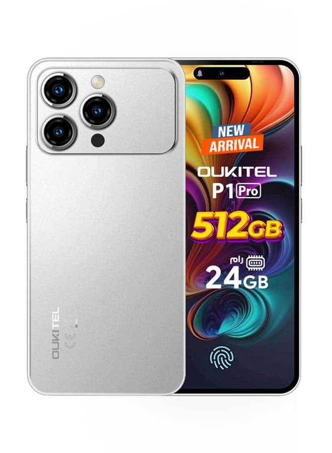أوكيتل جوال P1 Pro ثنائي الشريحة بذاكرة رام 8+16 جيجابايت وذاكرة داخلية 512 جيجابايت لون فضي يدعم 4G LTE - إصدار الشرق الأوسط - Image 1