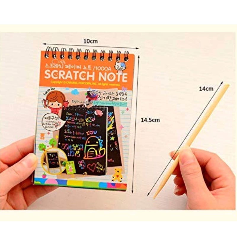 KRAFTMASTERS-ART.CRAFT.DESIGN KRAFTMASTERSA5 Kids Rainbow Scratch Book Magic Doodle Art Activity 5 Notebooks Or Note Pad of 8 Pages with One Stick for Arts and Crafts Kids Return Gift Multicolor Small Size Pack of 5  - Image 3