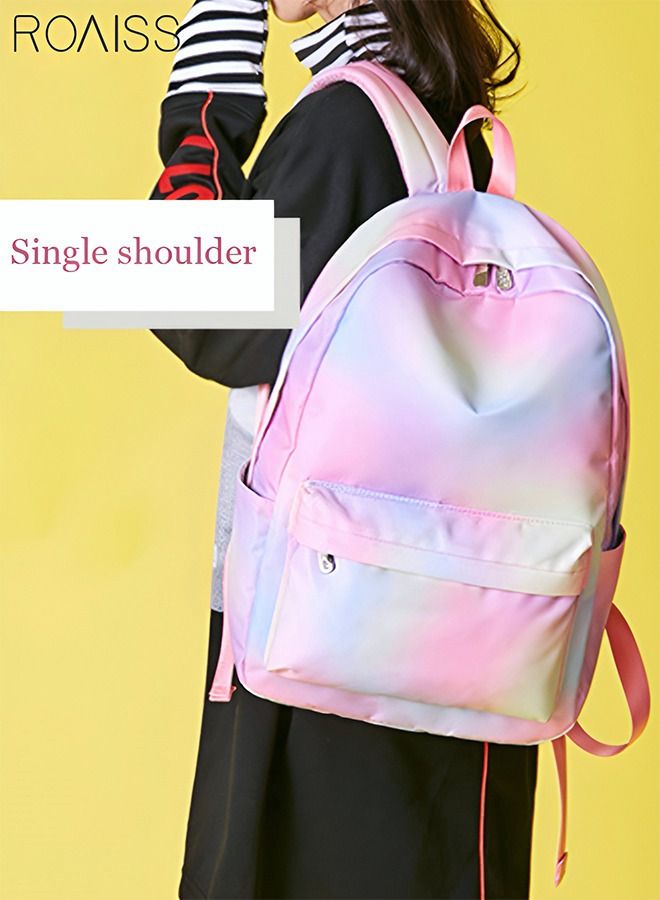 roaiss 3-Piece School Backpacks for Teen Girls 3 In 1 Rainbow School Bookbags Set Lunch Bag Pencil Case Travel Lightweight Daypack Multicolor Large Capacity Storage Scientific Storage Simple Style Short Distance Travel Bag Student Backpack Laptop Bag - Image 3