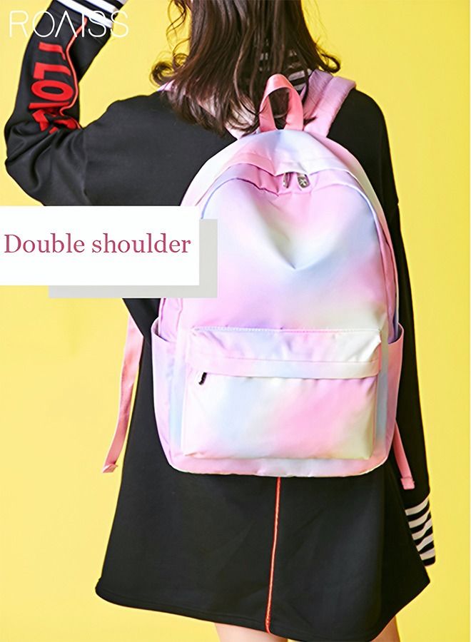 roaiss 3-Piece School Backpacks for Teen Girls 3 In 1 Rainbow School Bookbags Set Lunch Bag Pencil Case Travel Lightweight Daypack Multicolor Large Capacity Storage Scientific Storage Simple Style Short Distance Travel Bag Student Backpack Laptop Bag - Image 2