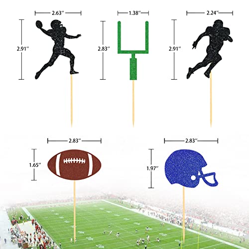 Moitkptt 35Pcs Glitter Football Cupcake Toppers - Football Party Decorations, Player & Theme Cake Toppers - Baby Shower Party Decorations - Image 2