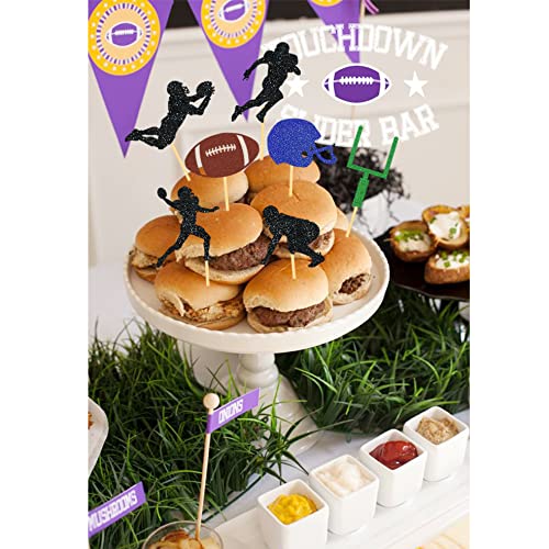 Moitkptt 35Pcs Glitter Football Cupcake Toppers - Football Party Decorations, Player & Theme Cake Toppers - Baby Shower Party Decorations - Image 5