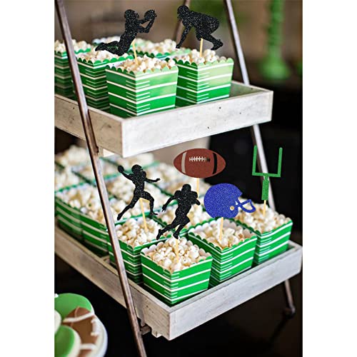 Moitkptt 35Pcs Glitter Football Cupcake Toppers - Football Party Decorations, Player & Theme Cake Toppers - Baby Shower Party Decorations - Image 4