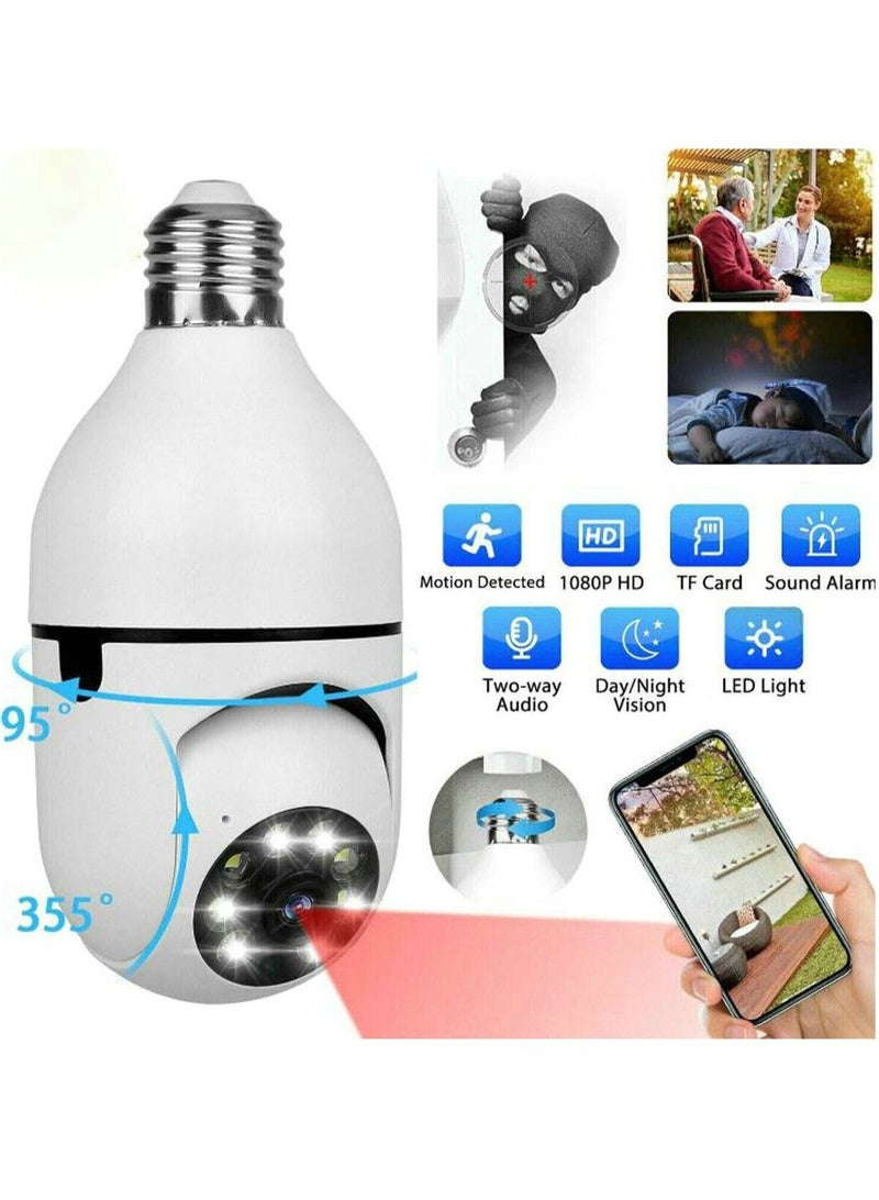 ELTRAZONE 360° WiFI camera Light Bulb Home Security Cam Wireless Night Vision CCTV Monitor - Image 1