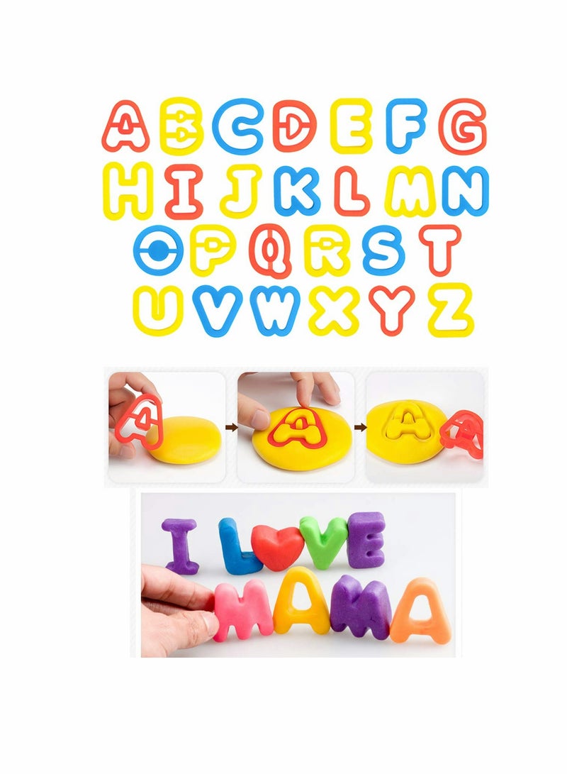 Excefore Play Dough Tools Set, for Kids Letter Molds Dinosaur Molds Various Plastic Animal Molds for Creative Dough Cutting Dough Tools Set for Kids, Various Plastic Molds, Assorted Colors (45 Pieces) - Image 4