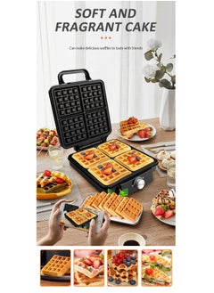 sokany Electric waffle maker 4 large pieces 1500 watts Non Stick Teflon plates & Adjustable Temperature Control SK-08031 Black  - Image 2