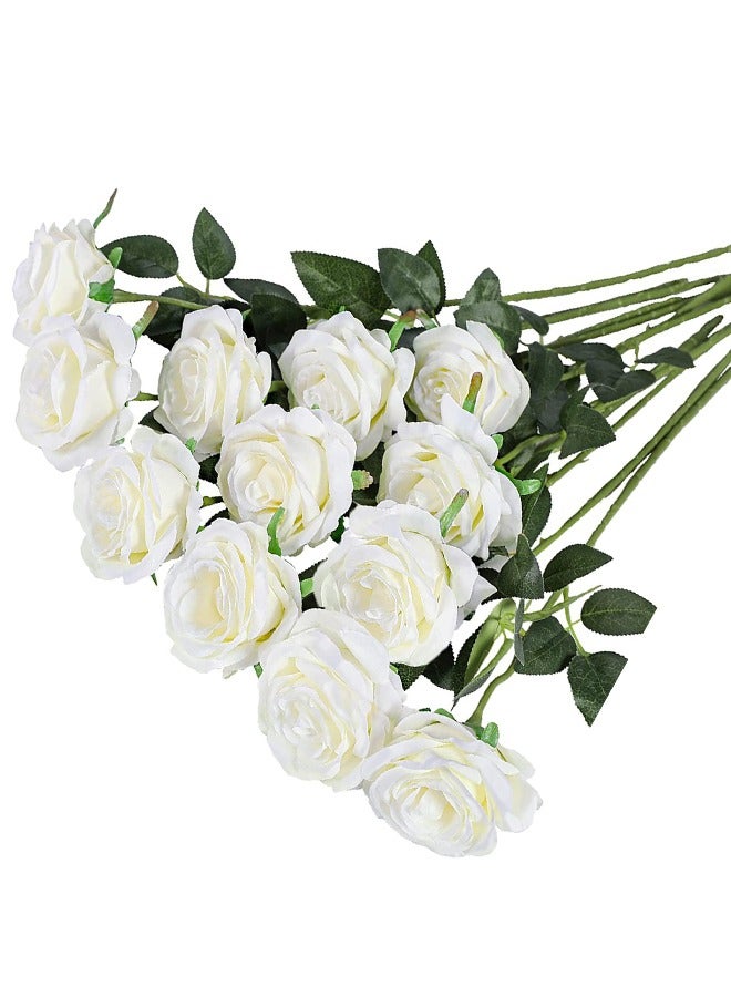 ZCM-HAPPY 12 Peice Simulated Rose Single Silk Artificial Flower - Image 1