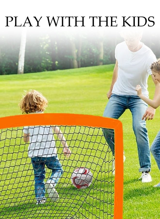 DUNISO Portable Soccer Ball Pit,Pop Up Backyard Goals with Carry Bag, Toddler Football Net for Garden and Outdoor Play,2 Pack Portable Soccer Goals for Kids(120x90 cm, Orange) - Image 3