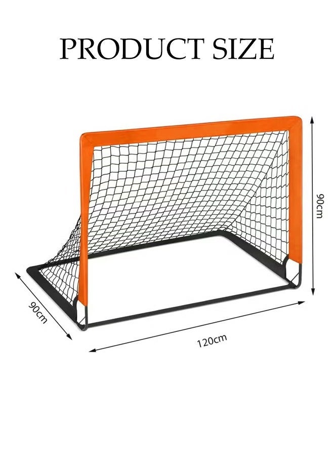DUNISO Portable Soccer Ball Pit,Pop Up Backyard Goals with Carry Bag, Toddler Football Net for Garden and Outdoor Play,2 Pack Portable Soccer Goals for Kids(120x90 cm, Orange) - Image 2