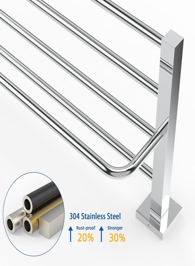 RUACQ 24inch Towel Racks for Bathroom, Square Base Towel Rack with Towel Bar, SUS 304 Stainless Steel Towel Shelf for House and Hotel, Wall Mounted, Heavy Duty (Chrome) - Image 5