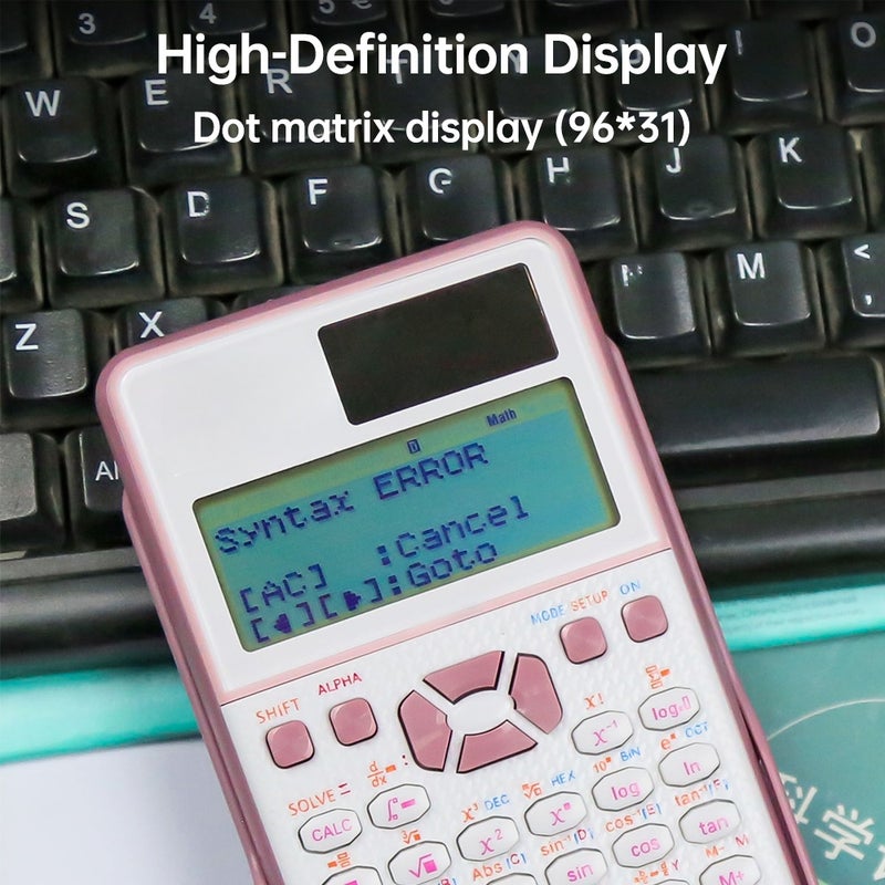 Scientific Calculators Math Calculator with 417 Function HD Dot Matrix Display 96*31) Dual Power Supply Ideal for Teachers College Students School Office Portable to Carry - Image 4