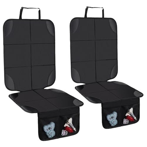 Husfunov Car Seat Protector2Pack Car Seat Cushionwith Thickest Padding and NonSlip BackingWaterproof 600D Fabric Car Seat Covers with Storage Pockets for Baby for BabyPet and All Types of Cars - Image 1