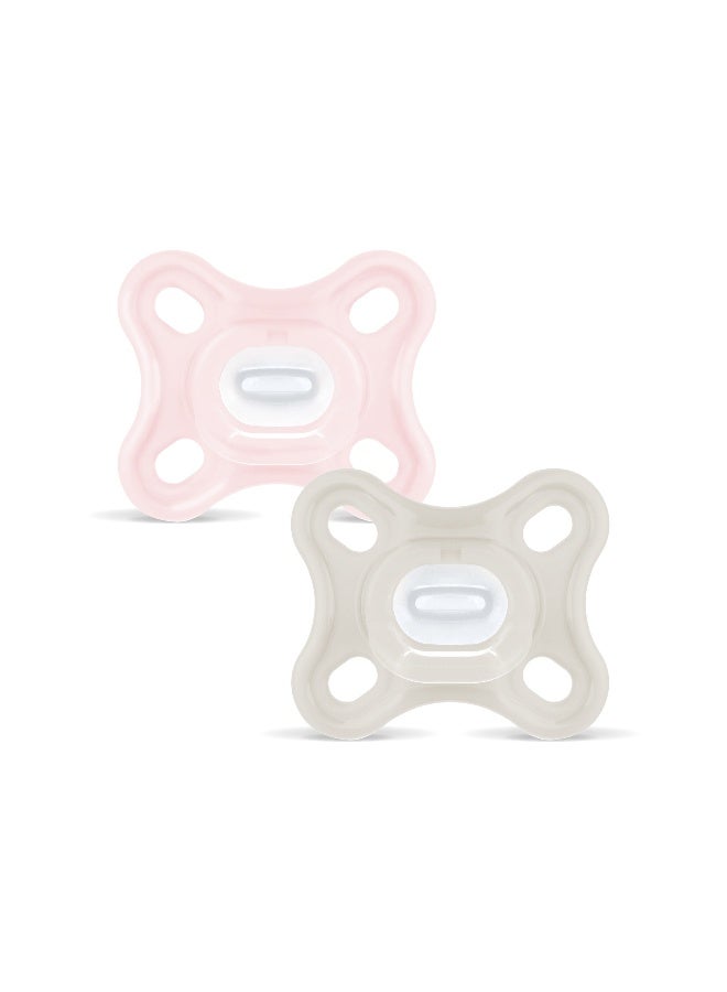 Mam Baby Comfort Silicone Pacifier - 0-3 M |   Pink & Beige - Pack of 2 - Image 1