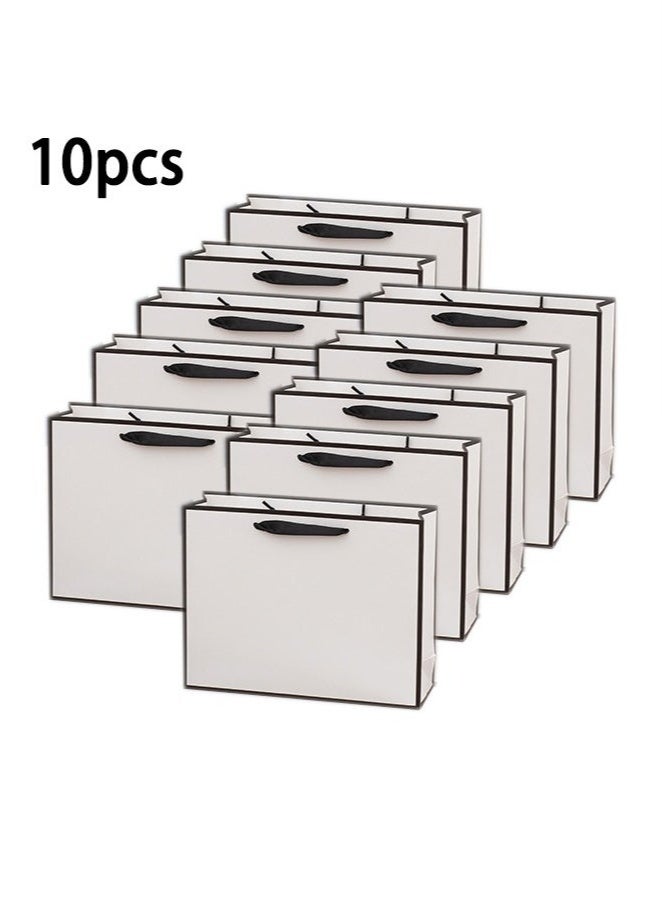 10 Pieces Party Favor Bags,Shopping Bag,Party Bags For Kids, supplies Snack candy Gift Bag Food Bags,Bags For Birthday Wedding Celebrations Party Favors 27*21*8（White） - Image 1