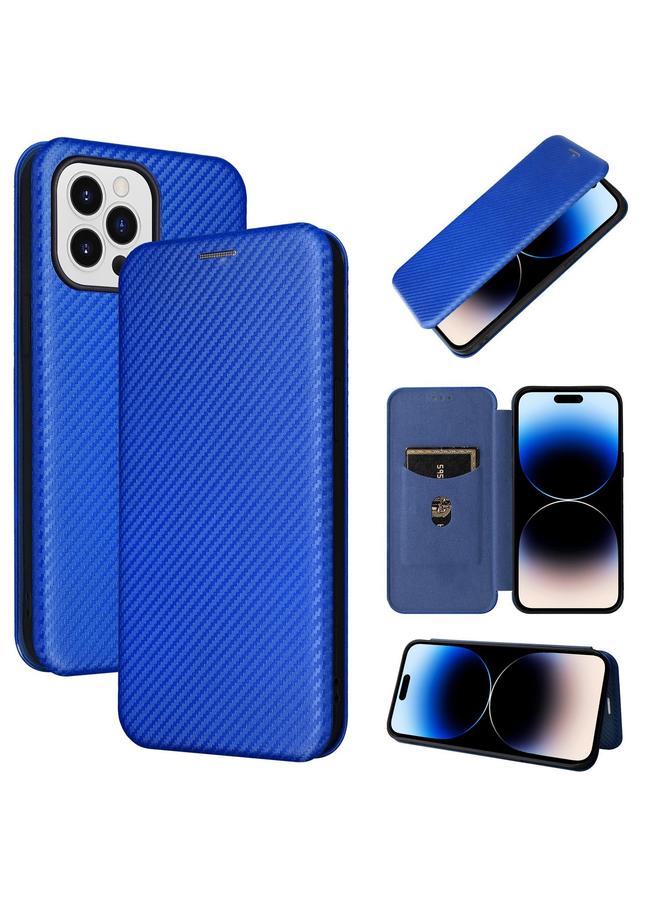 S-TOP Case For iPhone 14 Pro Carbon Fiber Texture Flip Leather Phone Case - Image 1