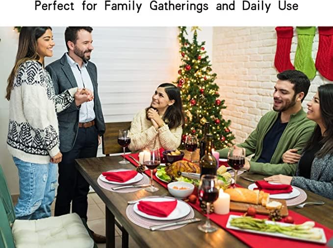 aDai Polypropylene Cotton Braided Round Table Placemat Coaster Multipurpose Machine Washable 12 Dia Dining Side Table Doilies Red Set of 4 - Image 4