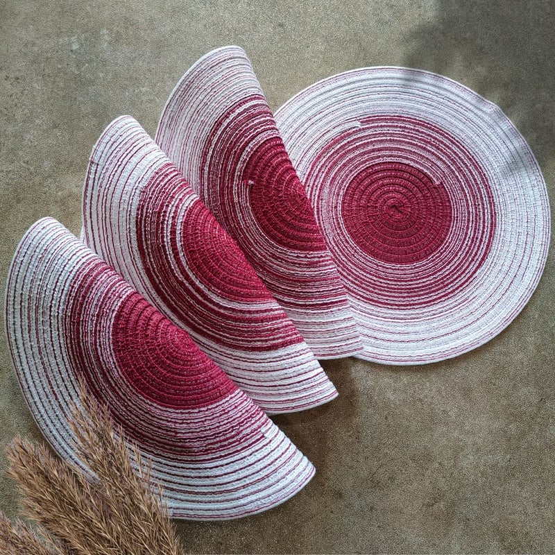 aDai Polypropylene Cotton Braided Round Table Placemat Coaster Multipurpose Machine Washable 12 Dia Dining Side Table Doilies Red Set of 4 - Image 1