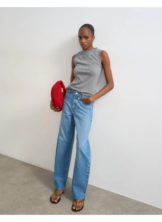 TOPSHOP Casual High Rise Barrel Denim Jeans