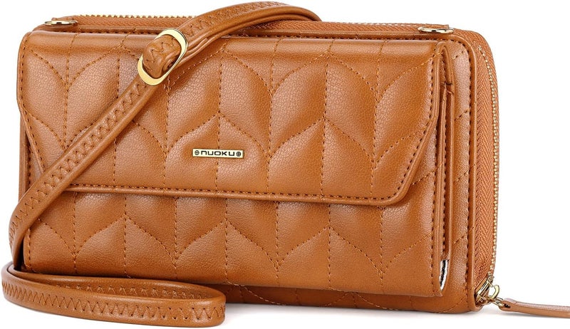 Nuoku Womens RFID Wallet Purse Wristlet Crossbody Clutch with Zip Around 2 Strap - Image 1