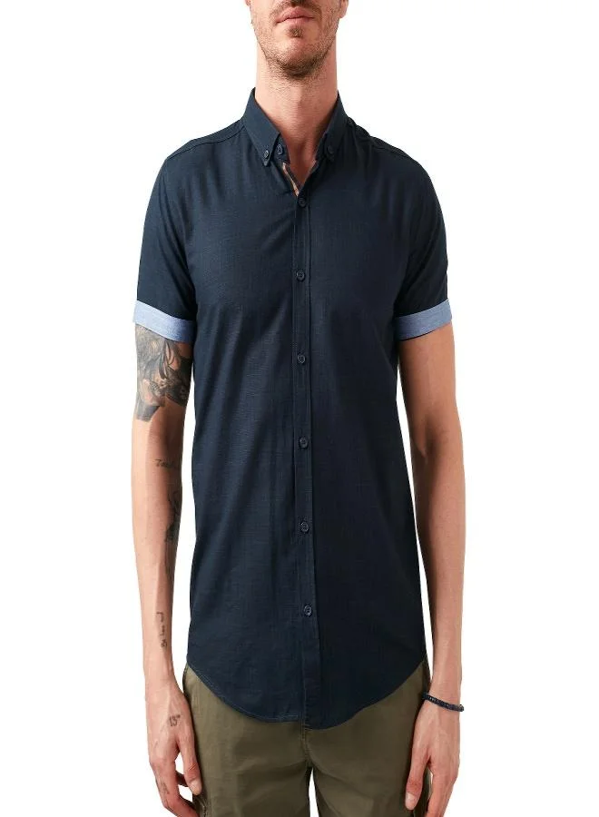 Buratti  Buratti Cotton Slim Fit Button-Down Collar Short-Sleeve Shirt Men's SHIRT CF21S112546 for Men | Best Price UAE