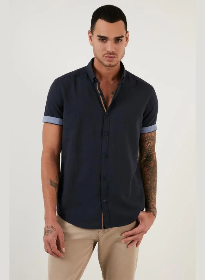 Buratti  Buratti Cotton Slim Fit Button-Down Collar Short-Sleeve Shirt Men's SHIRT CF21S112546 for Men | Best Price UAE