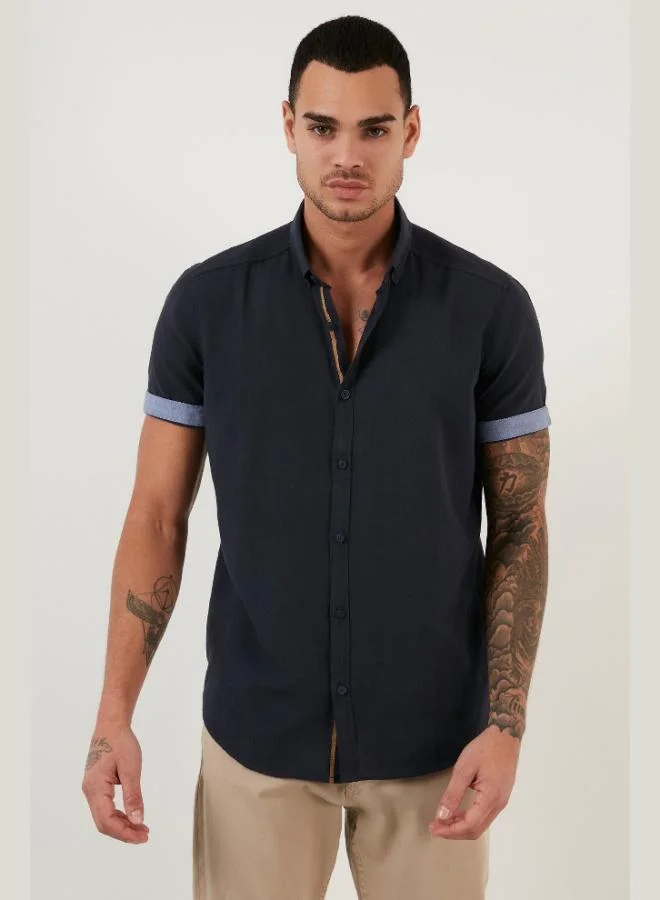 Buratti  Buratti Cotton Slim Fit Button-Down Collar Short-Sleeve Shirt Men's SHIRT CF21S112546 for Men | Best Price UAE