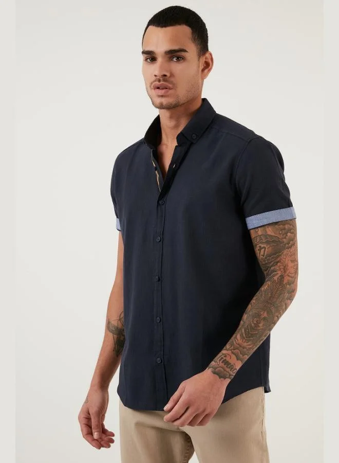 Buratti  Buratti Cotton Slim Fit Button-Down Collar Short-Sleeve Shirt Men's SHIRT CF21S112546 for Men | Best Price UAE