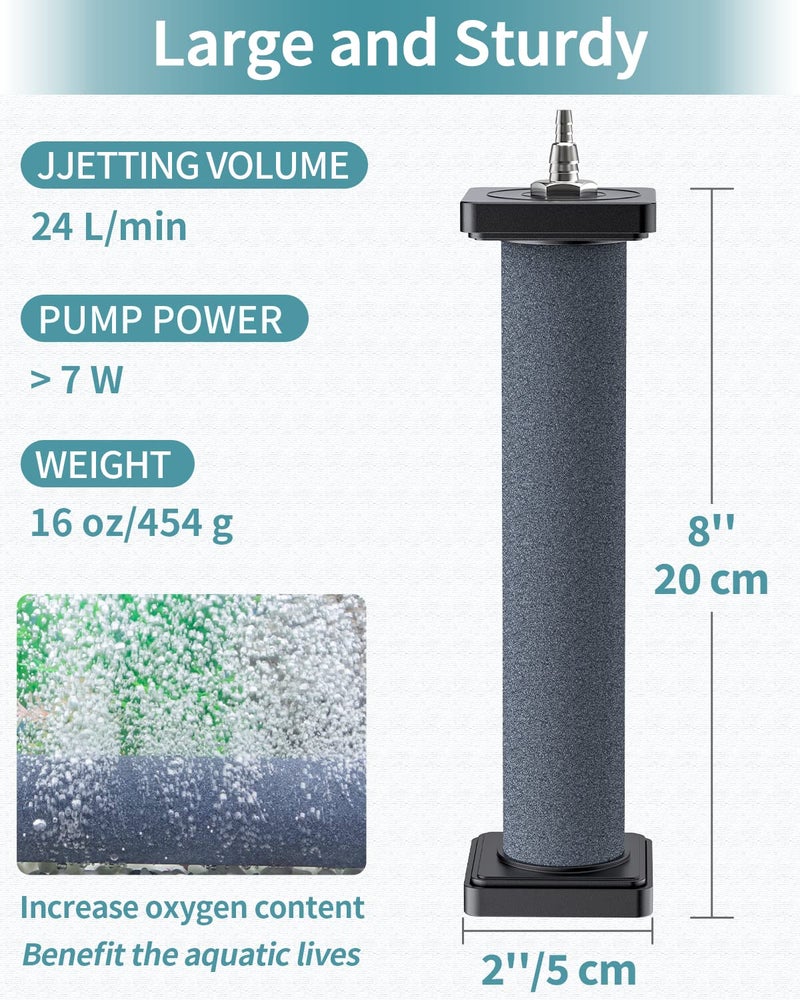 Pawfly Aquarium 8 Inch Air Stone Cylinder for Larger Air Pump Bubble Diffuser Release Tool for Outdoor Pond Garden Circulation System and Large Fish Tanks, 2 Pack - Image 2