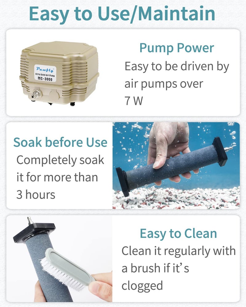 Pawfly Aquarium 8 Inch Air Stone Cylinder for Larger Air Pump Bubble Diffuser Release Tool for Outdoor Pond Garden Circulation System and Large Fish Tanks, 2 Pack - Image 4