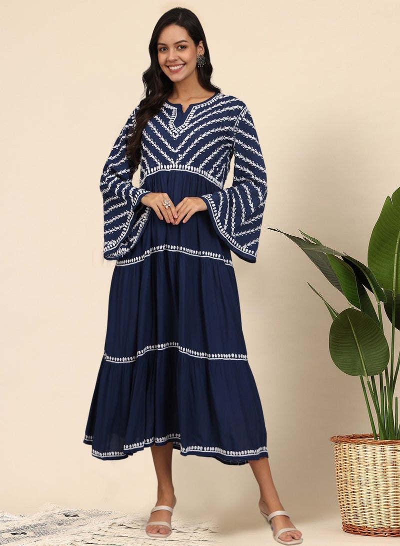 الايا جلابية شيكاري مطرزة يدويًا بمودال - Image 1