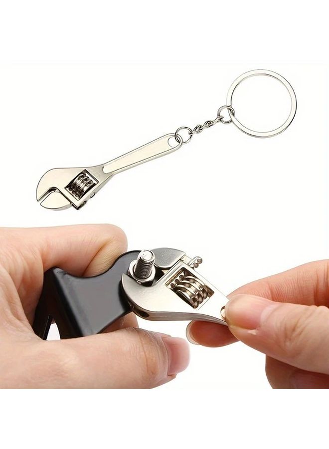 1pc Silvery Adjustable Mini Wrench Keychain Portable Metal Universal Spanner for Bicycle Motorcycle Car Repair Industrial Hand Tool - Image 1