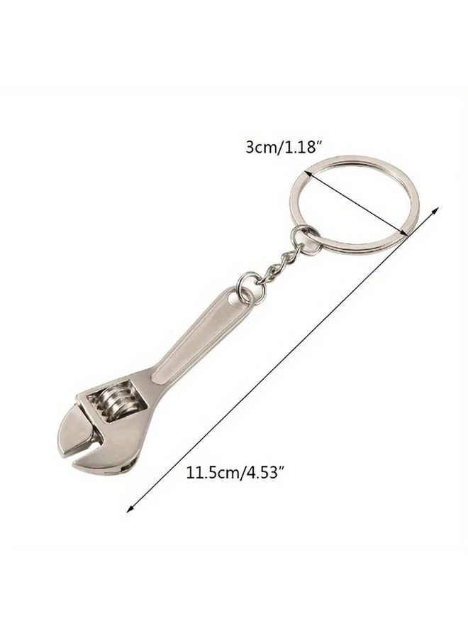 1pc Silvery Adjustable Mini Wrench Keychain Portable Metal Universal Spanner for Bicycle Motorcycle Car Repair Industrial Hand Tool - Image 2