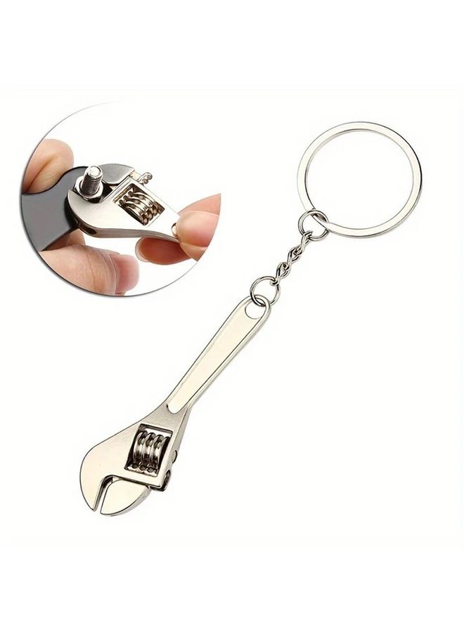 1pc Silvery Adjustable Mini Wrench Keychain Portable Metal Universal Spanner for Bicycle Motorcycle Car Repair Industrial Hand Tool - Image 5