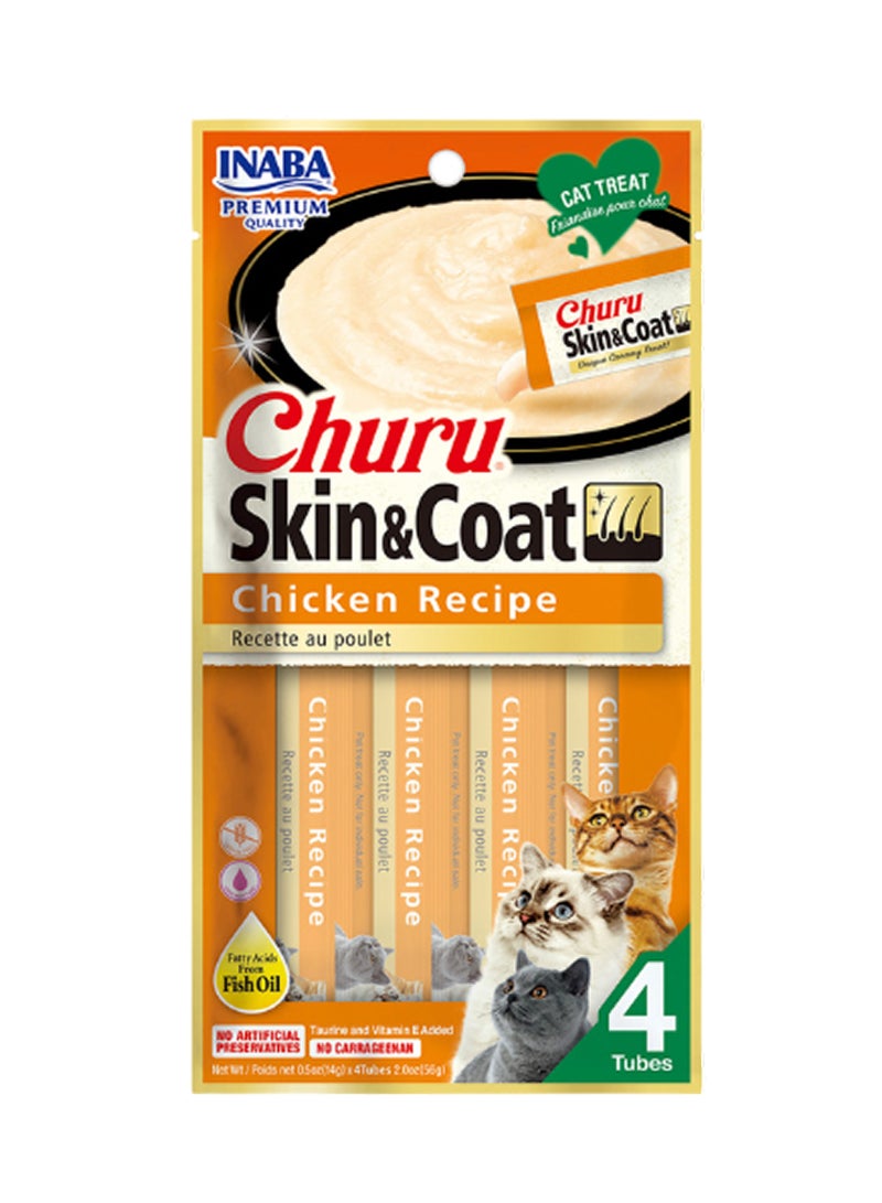 INABA علاج القطط بنكهة الدجاج من تشورو للعناية بالجلد والفرو - Image 1