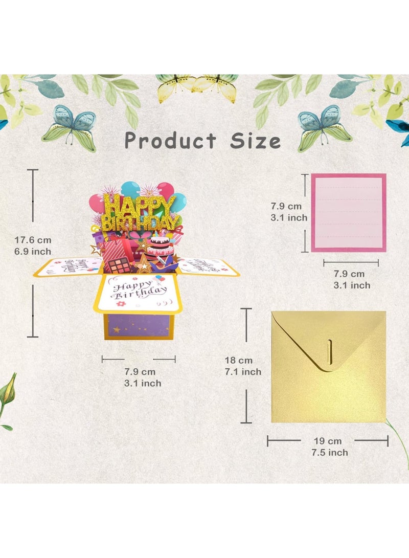 Zikra 3D Happy Birthday Pop Up Card, Paper Sweet Funny Birthday Cards Gift Box for Adults and Kids with Envelopes, Unique Handmade Foldable Celebration Cards for Daughter, Son, Mom, Dad, Friend - Image 4