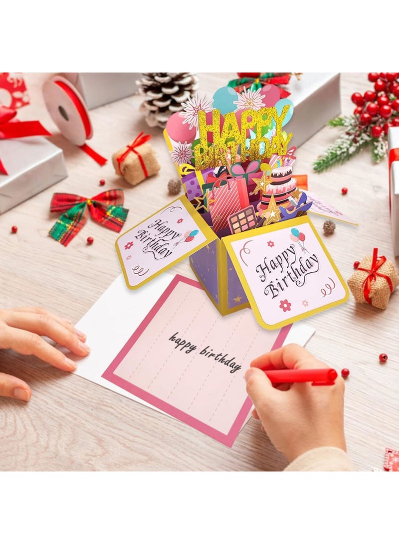 Zikra 3D Happy Birthday Pop Up Card, Paper Sweet Funny Birthday Cards Gift Box for Adults and Kids with Envelopes, Unique Handmade Foldable Celebration Cards for Daughter, Son, Mom, Dad, Friend - Image 2
